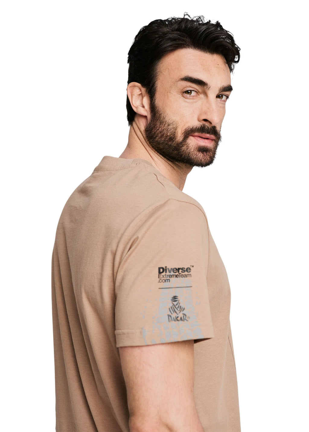 DKR Dakar Beige T-Shirt with Minimalist Racing-Inspired Design