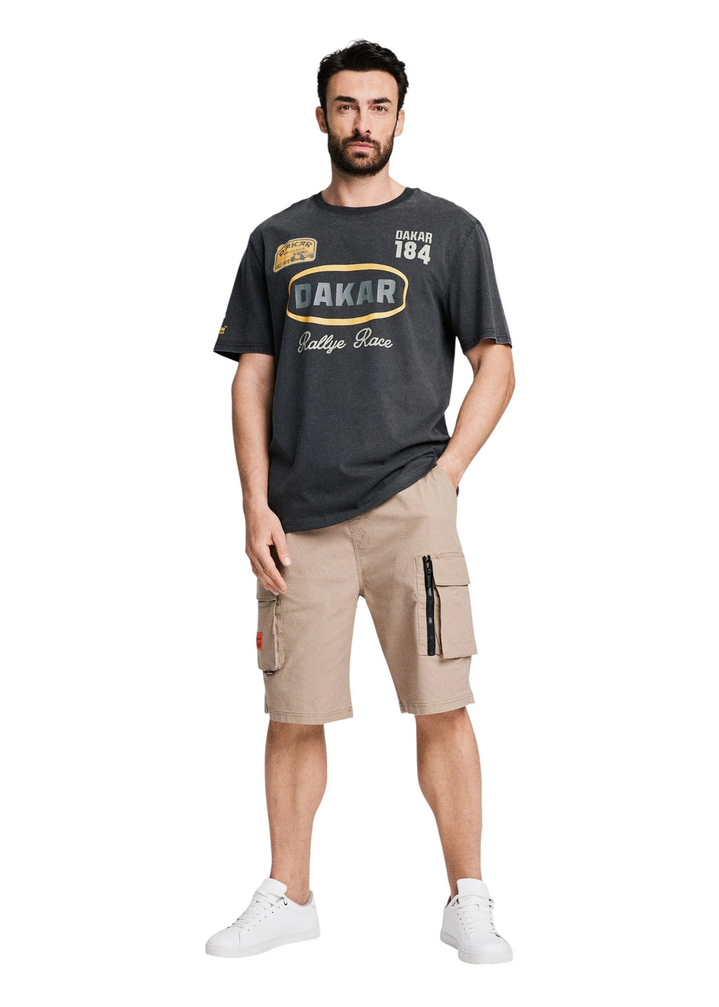 DKR Dakar Vintage Graphite T-Shirt with Rally Logo Design