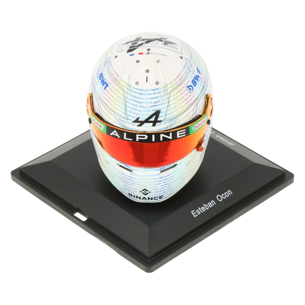 Esteban Ocon BWT Alpine Formula 1 British GP 2023 Mini Helmet 1:5 Scale by Bell with Display Case