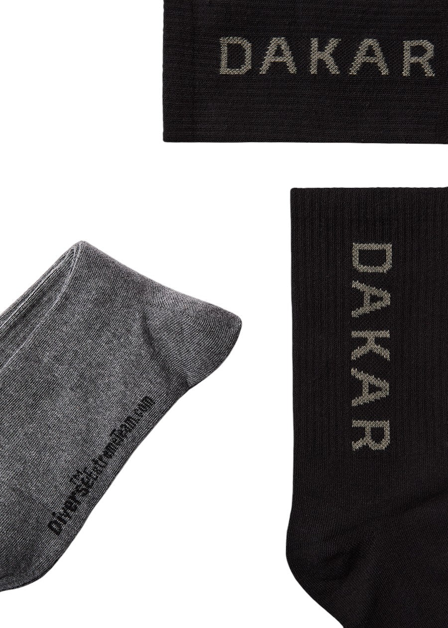 Dakar Rally Athlan High-Welt Socks 3-Pack - Black & Grey  43-46