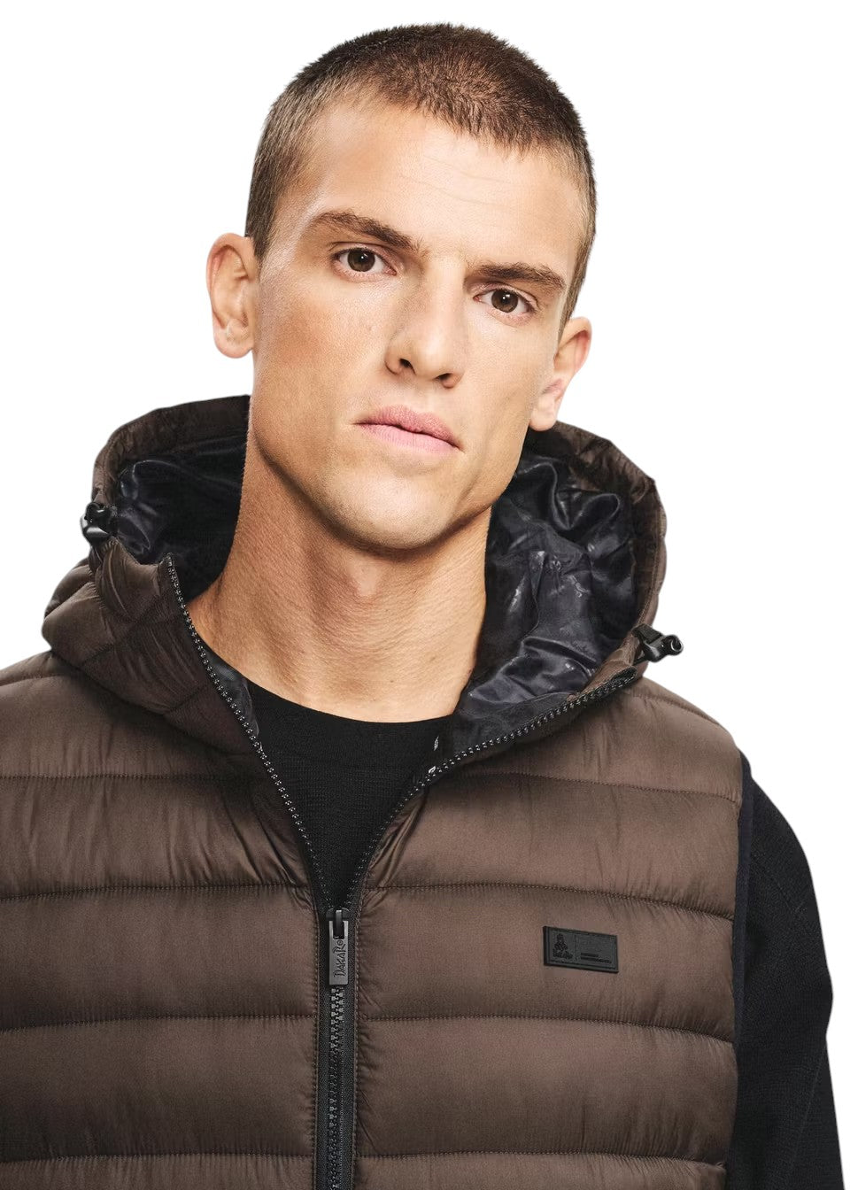 Men's Dakar Rally Quilted Hooded Vest - Brown